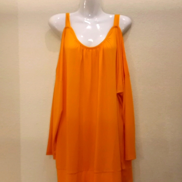 ASHRO Gold Cold Shouldered Jersey Blouse - Picture 3 of 12